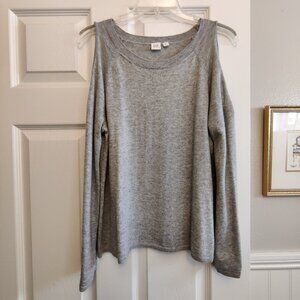 Gap SZ-S Heather Gray Merino Wool Blend Sweater Cold Shoulder